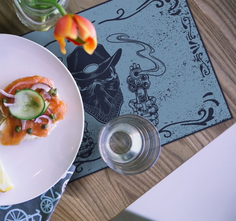 Tischsets originell cowboygesicht mit waffen - TenStickers