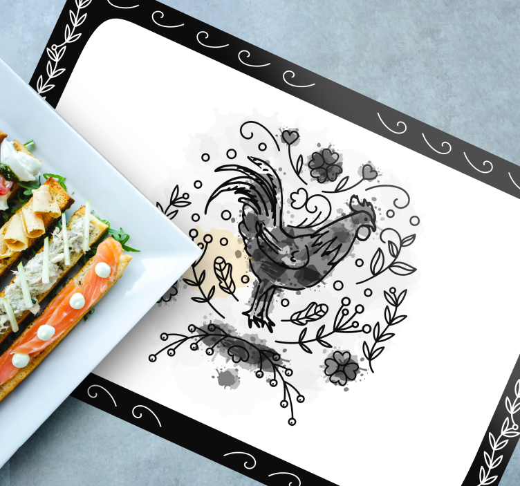 Tischset modern elegante hahnillustration - TenStickers