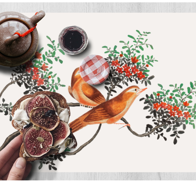 Tischsets originell elegante vögel und beeren - TenStickers