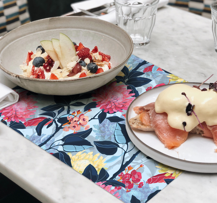 Tischsets originell eleganz mit floralem muster - TenStickers