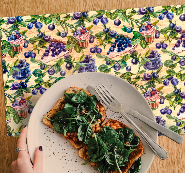 Tischsets originell heidelbeer cupcake muster - TenStickers