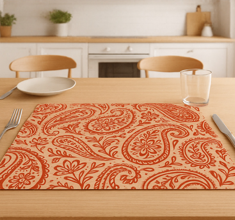 Tischsets originell im warmen roten paisleymuster - TenStickers