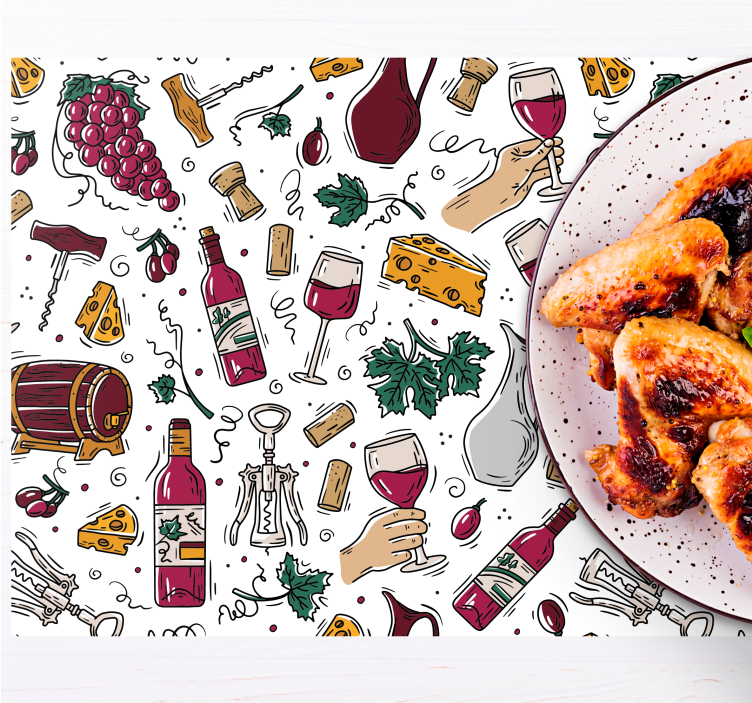 Tischsets originell im weine und käse design - TenStickers