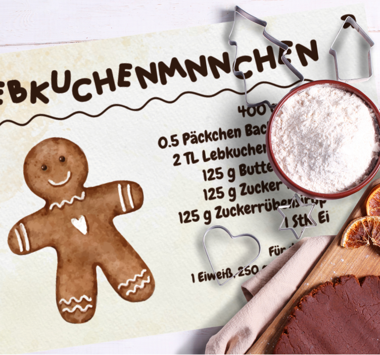 Tischsets originell Lebkuchenmann Rezept - TenStickers