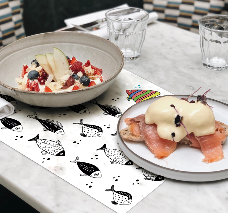 Tischsets originell mit buntem fischmuster - TenStickers
