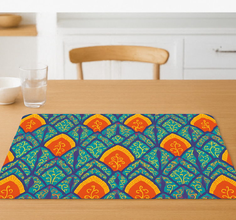Tischsets originell mit buntem indischen pfau-muster - TenStickers
