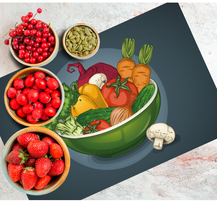 Tischsets originell mit bunter gemüseschale - TenStickers