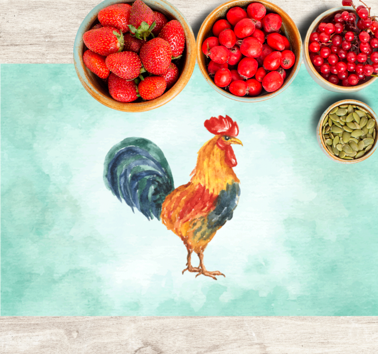 Tischsets originell mit bunter hahn-illustration - TenStickers