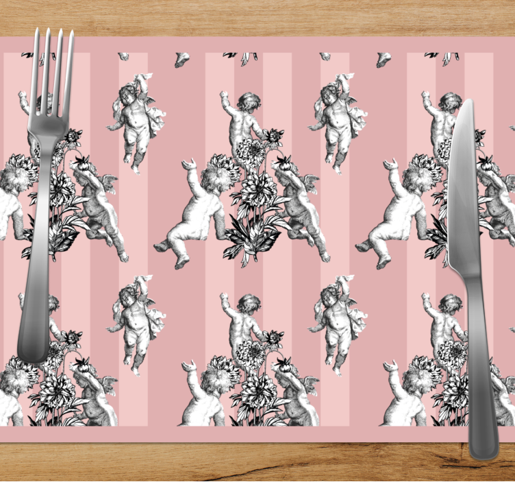 Tischsets originell mit engelskindern und blumen - TenStickers