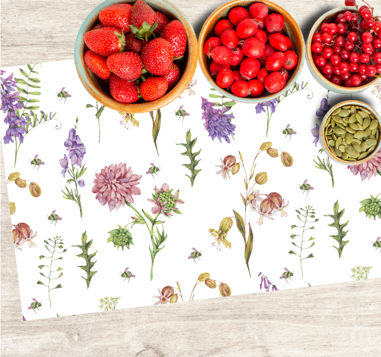 Tischsets originell mit floralem botanischen muster - TenStickers