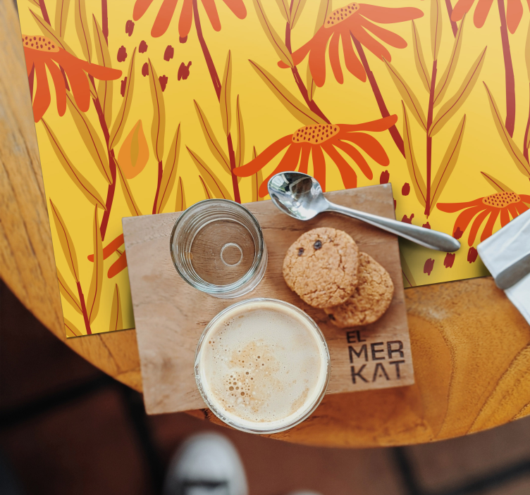 Tischsets originell mit floralem gelben muster - TenStickers