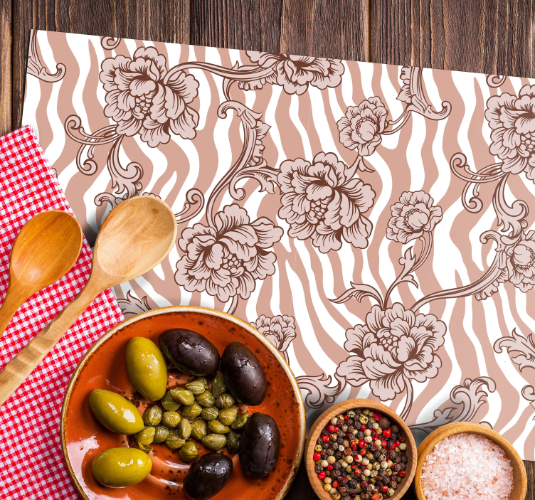 Tischsets originell mit floralem zebra-muster - TenStickers