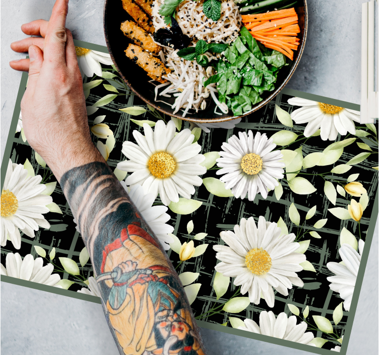 Tischsets originell mit floralen gänseblümchen-muster - TenStickers