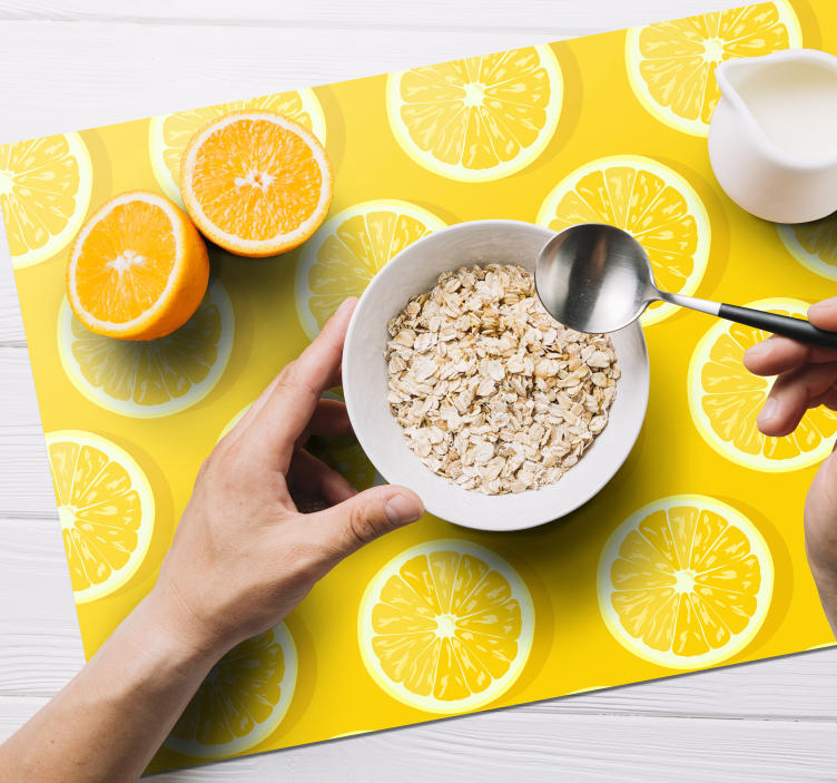 Tischsets originell mit leuchtenden zitronenscheiben - TenStickers