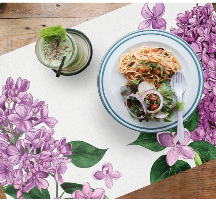 Tischsets originell mit lila blumenmuster - TenStickers