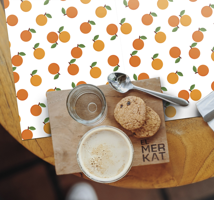 Tischsets originell mit orangefarbenem fruchtmuster - TenStickers