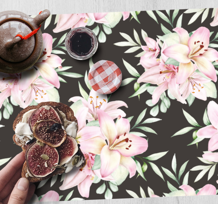Tischsets originell mit rosa lilien - TenStickers