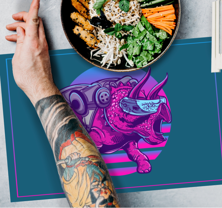 Tischsets originell mit stylisiertem rhinosaurier charakter - TenStickers