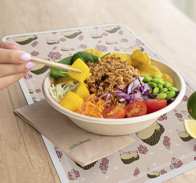 Tischsets originell mit süßem igel-muster - TenStickers