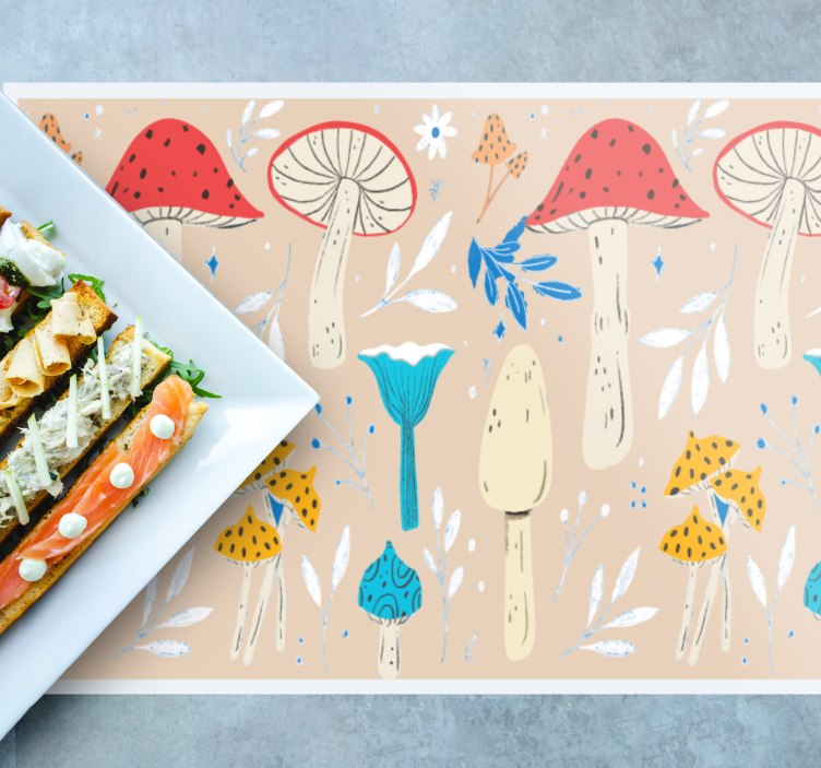 Tischsets originell mit verspieltem pilzmuster - TenStickers