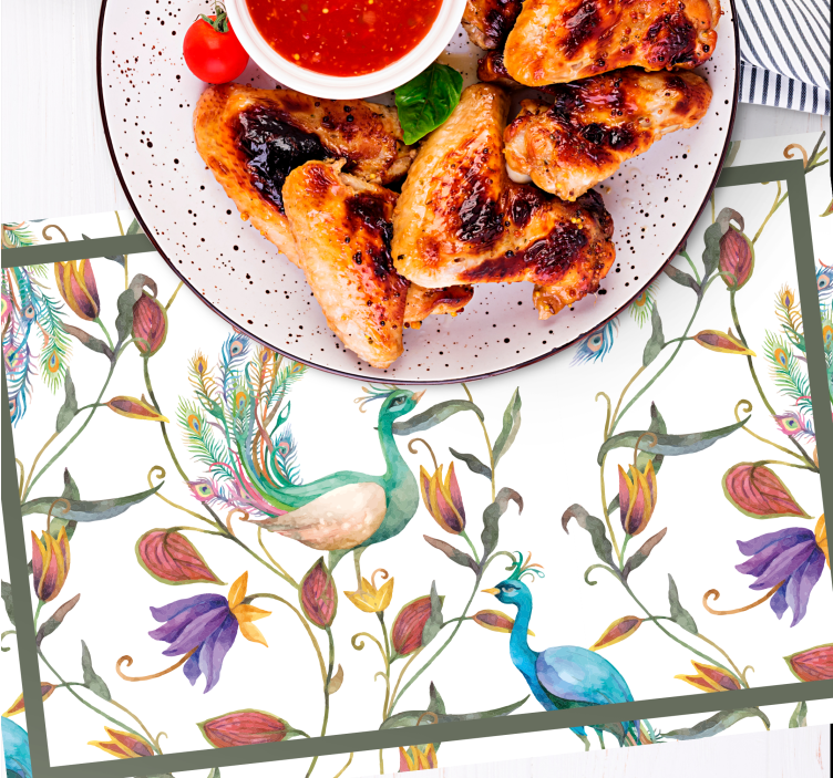 Tischsets originell pfau blumenmuster - TenStickers