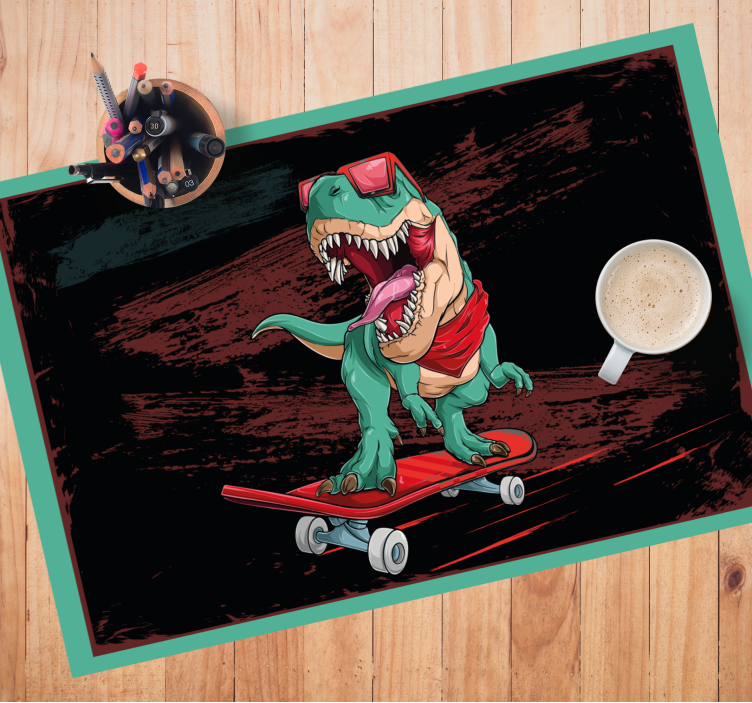 Tischsets originell Schlittschuhlaufen grüner dinosaurier - TenStickers