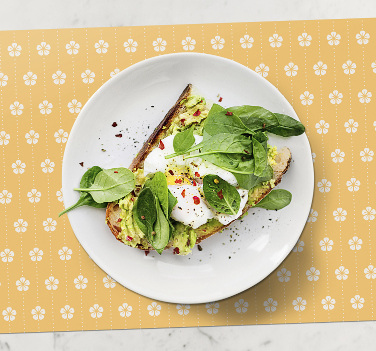 Weiße Blumen gelber Hintergrund Tischsets - TenStickers