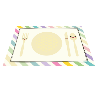 Kinder Tischset Bunter Teller und Besteck - TenStickers