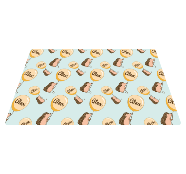 Tischset Kinder igel mit luftballons mit namen - TenStickers
