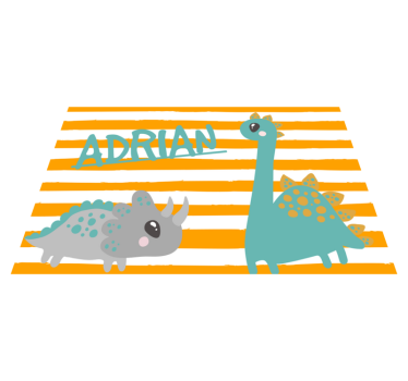 Platzset mit Namen Dinosaurier blau und orange - TenStickers