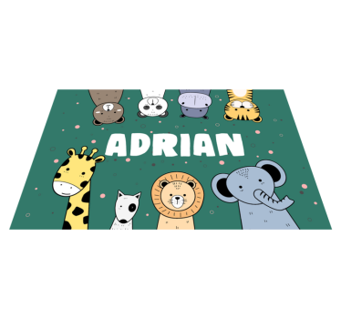 Platzset mit Namen Tierkarikaturen mit Namen - TenStickers