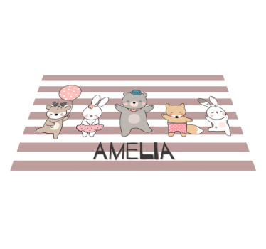 Platzset mit Namen Tiere tanzen mit Namen - TenStickers