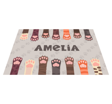 Platzset mit Namen Flauschige bunte katzenpfoten - TenStickers