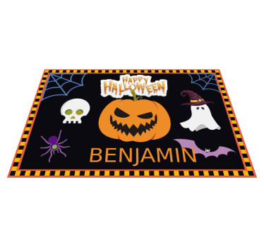 Platzset rechteckig Kinder-halloween-muster mit Namen - TenStickers