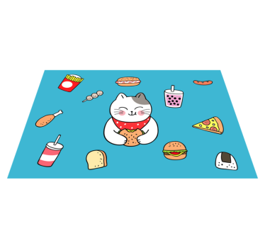 Tischset kinder mit süßer katze beim essen - TenStickers