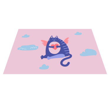 Tischset kinder fliegende katze mit herz - TenStickers