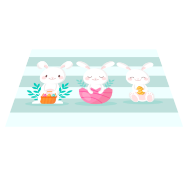 Tischset kinder mit niedlichen hasenfiguren - TenStickers