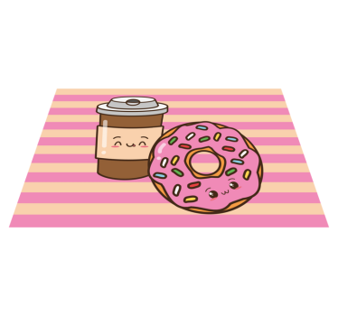 Tischset kinder süße kaffeetasse mit donut - TenStickers