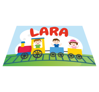 Tischset kinder mit zugfahrzeug illustration - TenStickers