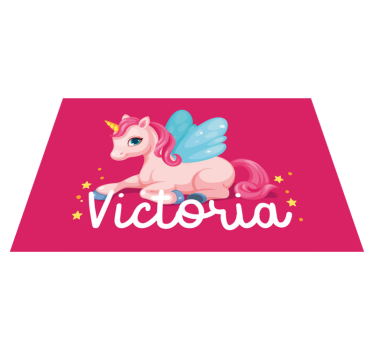 Platzset mit Namen Lustiges rosa glückliches einhorn - TenStickers