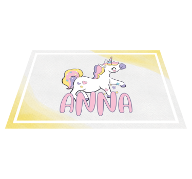 Tischset kinder einhorn mit herzen - TenStickers