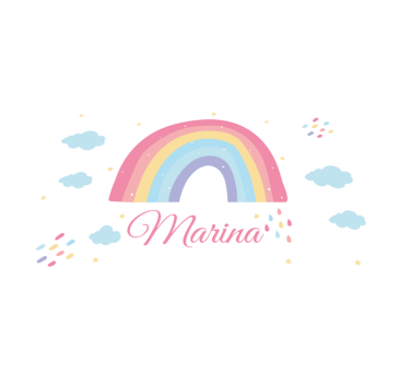 Tischset kinder regenbogen mit namen - TenStickers