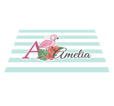 Tischset kinder flamingo monogramm amelia - TenStickers