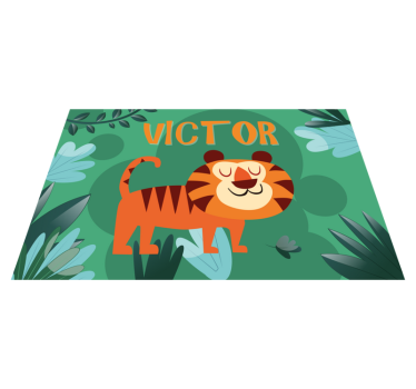 Kinder Tischset Süßer tiger für jungen mit Namen - TenStickers