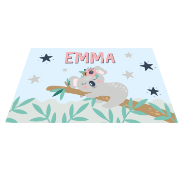 Kinder Tischset Süßer koala für mädchen mit Namen - TenStickers