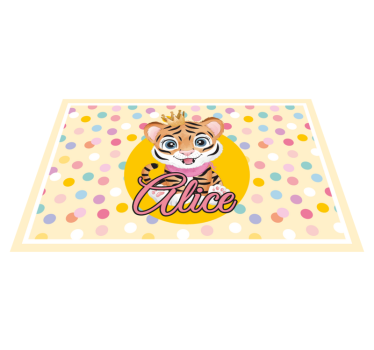 Kinder Tischset Süßer tiger für mädchen mit Namen - TenStickers