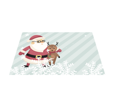 Platzset Weihnachten Weihnachtsmann posiert mit rentieren - TenStickers