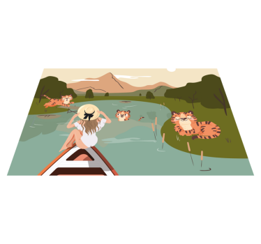 Tischset kinder spielende tiger szene - TenStickers