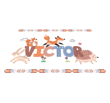 Platzset mit Namen Waldkindertiere mit anpassbarem Namen - TenStickers