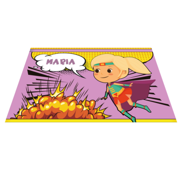 Tischset mit Namen comic Superheldin - TenStickers